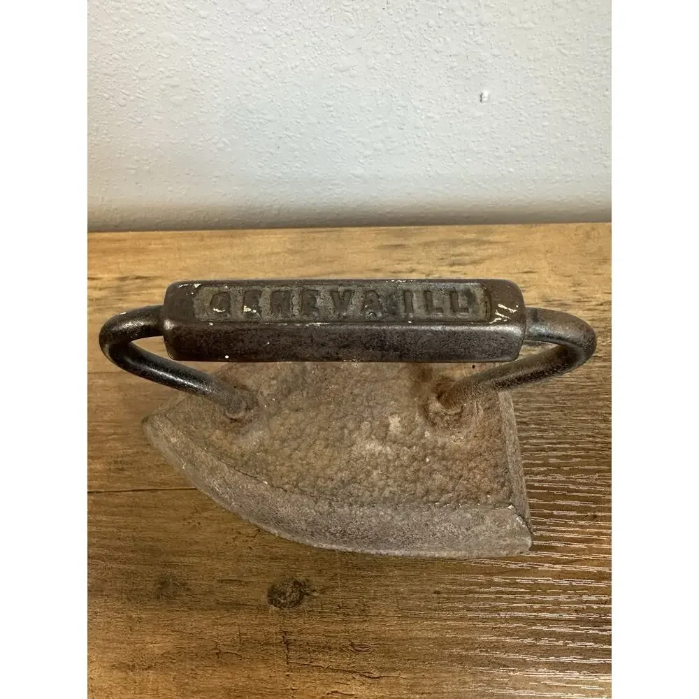 Antique CHEVALLI Cast Iron Sad Iron Primitive Laundry Tool